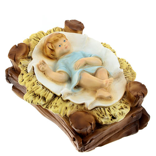 Figurine Enfant Jésus Dans La Crèche - Décoration De Noël En Résine, Ambiance Chaleureuse Pour La Maison