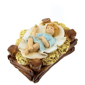 Baby Jesus in manger figurine unbreakable for nativity 30 cm