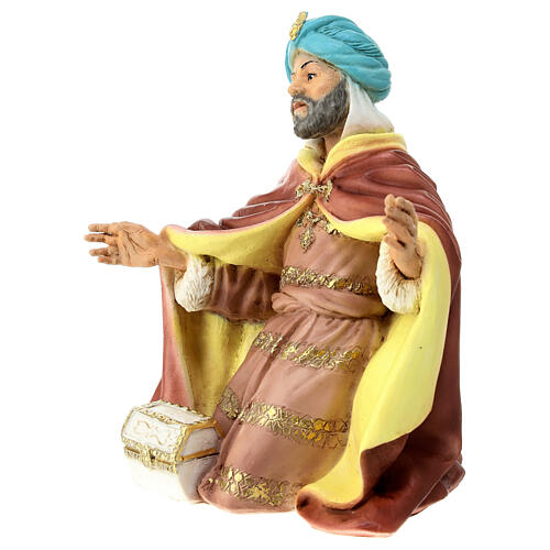 Heiliger König mit Gold, Statue, aus Resin, für 21 cm Krippe 3