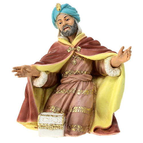 Re magio con oro statua presepe resina 21 cm  1
