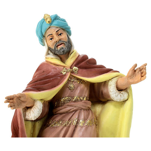 Re magio con oro statua presepe resina 21 cm  2
