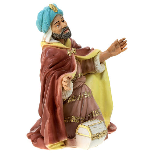 Re magio con oro statua presepe resina 21 cm  4