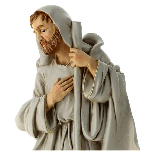 Figura São José Natividade bege e ouro matéria inquebrável 40 cm 2