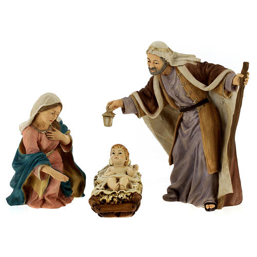 Heilige Familie, 3 Teile, Statuen, aus bruchfestem Material, für 21 cm Krippe, AUßEN 1