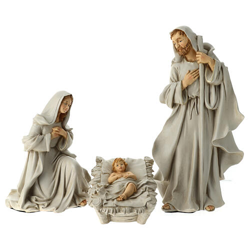 Nativité 3 pcs crèche beige or matière incassable 40 cm 1