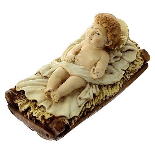 Baby Jesus in manger resin, 21 cm 3