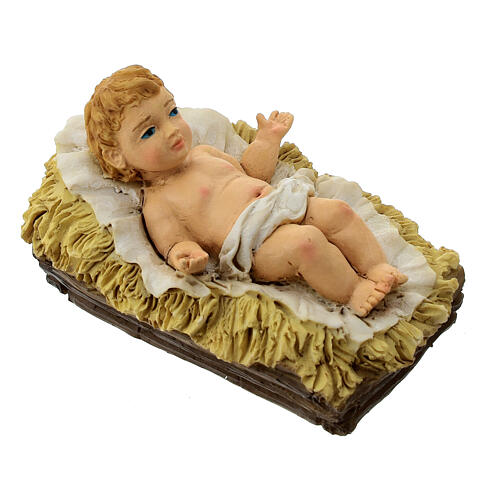 Niño Jesús belén resina cuna 16 cm 2