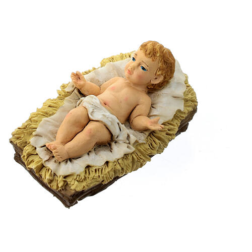 Niño Jesús belén resina cuna 16 cm 3