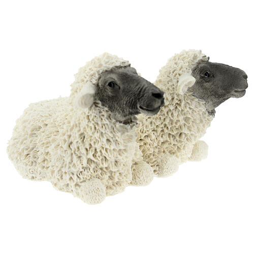 Couple moutons statuette crèche résine 21 cm 3