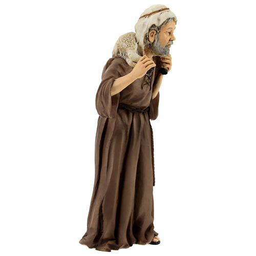 Pastore presepe con agnello resina 16 cm 3
