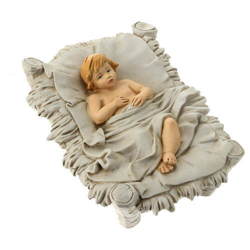 Statua Gesù Bambino culla infrangibile beige oro 40 cm 3