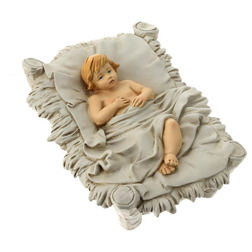 Baby Jesus statue with manager unbreakable beige gold 40 cm 3