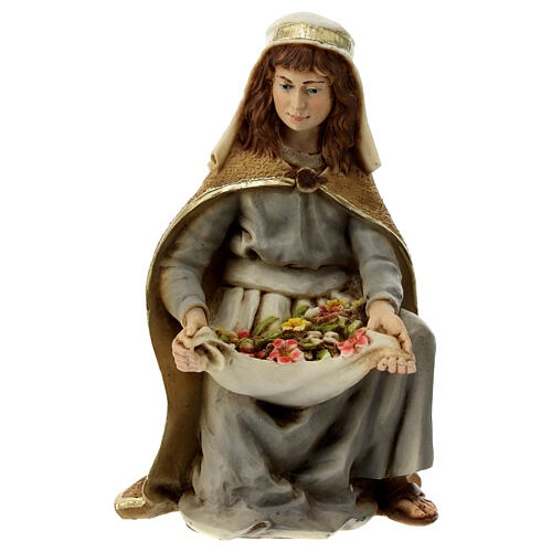 Woman with flowers statue resin nativity 21 cm 1