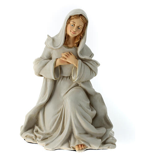 Statue of Mary, beige and golden Nativity Scene of 40 cm, unbreakable material 1