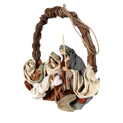 Wreath to hang of 28 cm with 12 cm Holy Earth Nativity 3