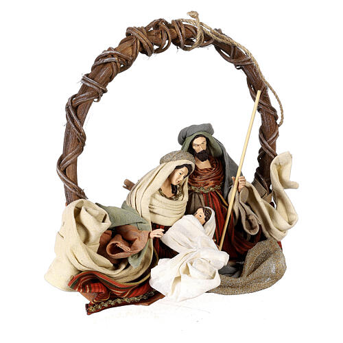 Wreath to hang of 28 cm with 12 cm Holy Earth Nativity 4