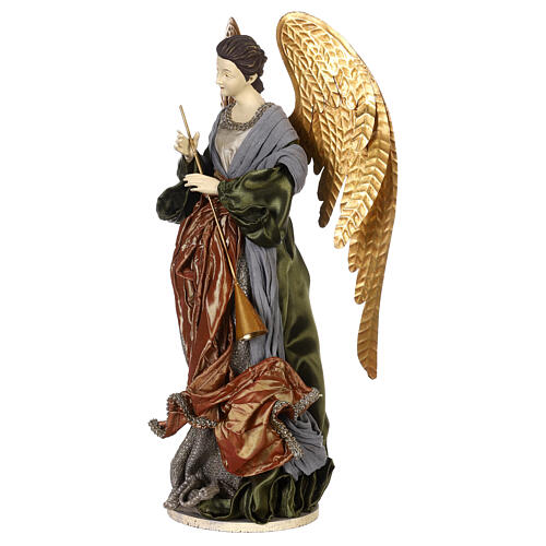 Engel mit Trompete aus Harz und Stoff Celebration, 50x20x20 cm 3