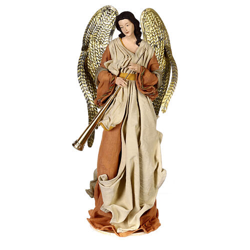 Angel with trumpet 65x30x20 cm for Holy Earth Nativity Scene 1