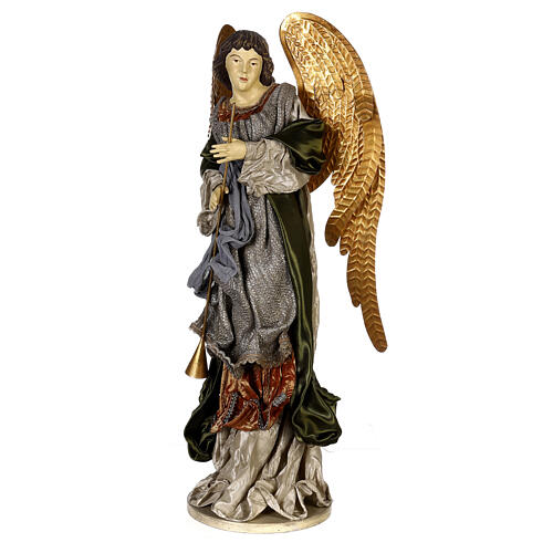 Angel with trumpet for Celebration Nativity Scene, resin and fabric, 60x25x20 cm 3