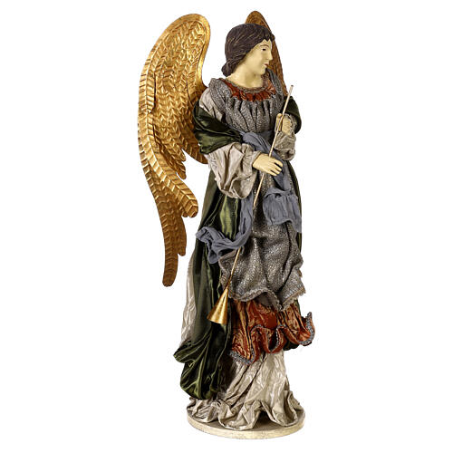 Angel with trumpet for Celebration Nativity Scene, resin and fabric, 60x25x20 cm 4