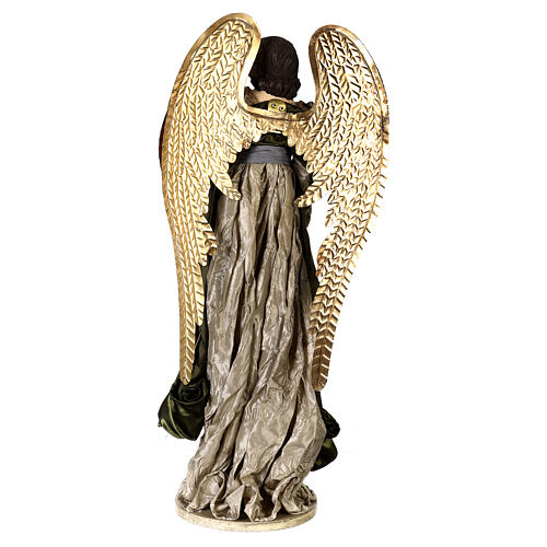 Angelo Celebration con tromba 60x25x20 cm resina e stoffa 5