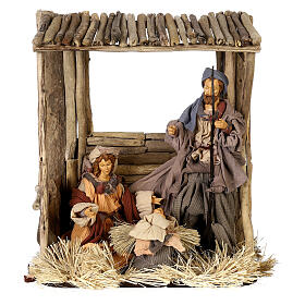 Nativity stable with Holy Family 30 cm Desert Light 40x35x20 cm