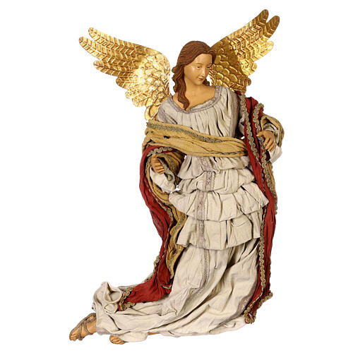 Christmas angel statue in flight Light of Hope 75x35x25 cm in resin and fabric 1