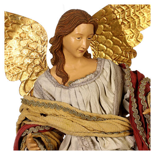 Christmas angel statue in flight Light of Hope 75x35x25 cm in resin and fabric 2