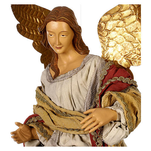 Christmas angel statue in flight Light of Hope 75x35x25 cm in resin and fabric 4