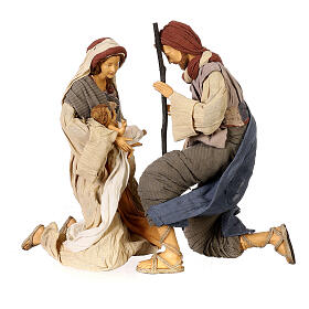 Holy Family statue Desert Light kneeling 50 cm resin and fabric