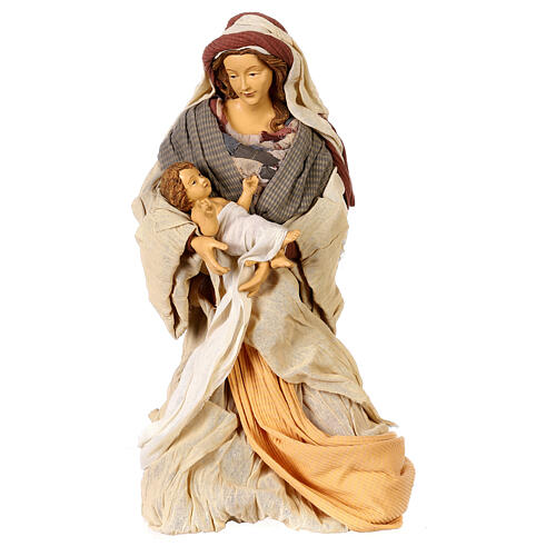 Holy Family statue Desert Light kneeling 50 cm resin and fabric 3