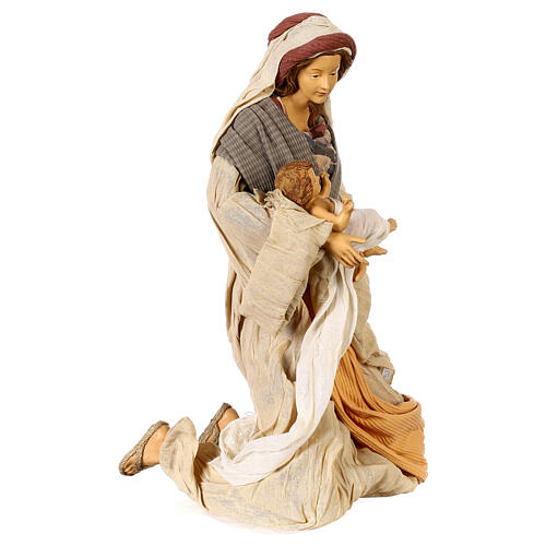 Holy Family statue Desert Light kneeling 50 cm resin and fabric 7