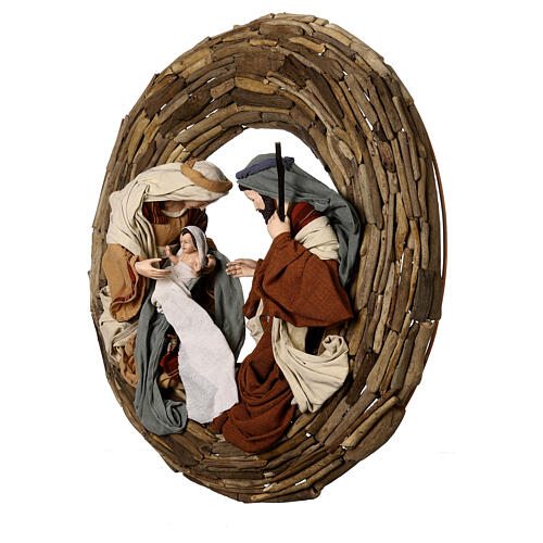 Coroa Natividade Holy Earth 50 cm resina e tecido diâm. 85 cm 4