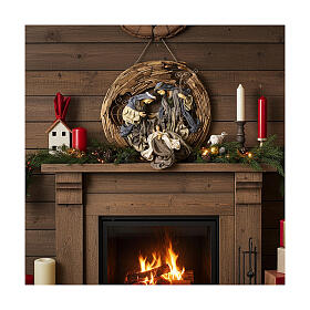 Nativity Holy Family wooden crown 50 cm Celebration diam. 85cm