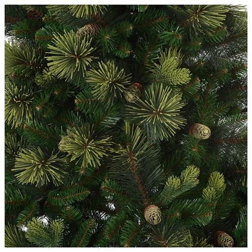 Albero di Natale 225 cm colore verde con pigne modello Carolina 3