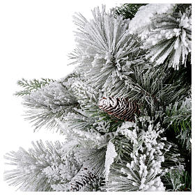 Albero di Natale 180 cm floccato pigne pvc Bedford