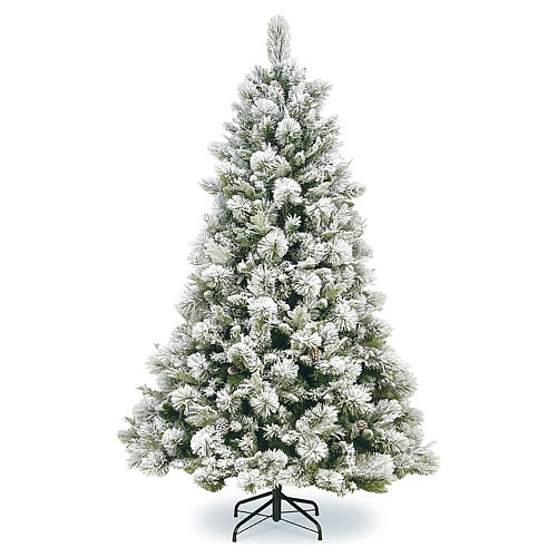 Grüner Weihnachtsbaum mit Schnee und Zapfen 180cm Mod. Bedford PVC 1