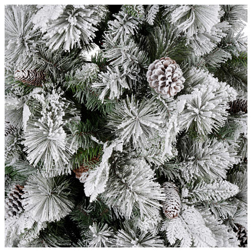 Grüner Weihnachtsbaum mit Schnee und Zapfen 180cm Mod. Bedford PVC 3