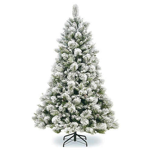 Árbol de Navidad 225 cm copos de neve piñas Bedford 1