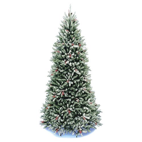 Slim Christmas tree 180 cm, Dunhill flocked with pine cones and berries 1