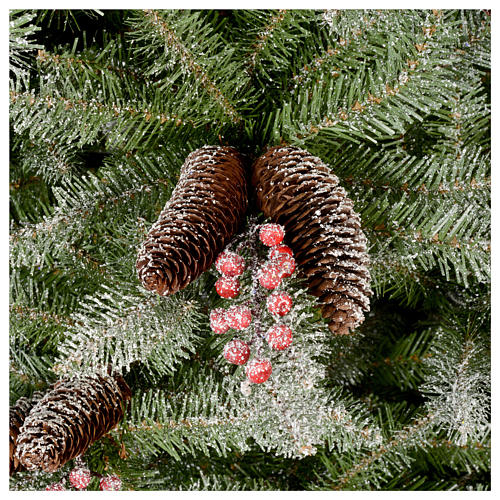 Slim Christmas tree 180 cm, Dunhill flocked with pine cones and berries 4