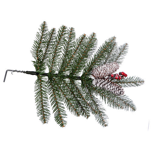 Slim Christmas tree 180 cm, Dunhill flocked with pine cones and berries 7