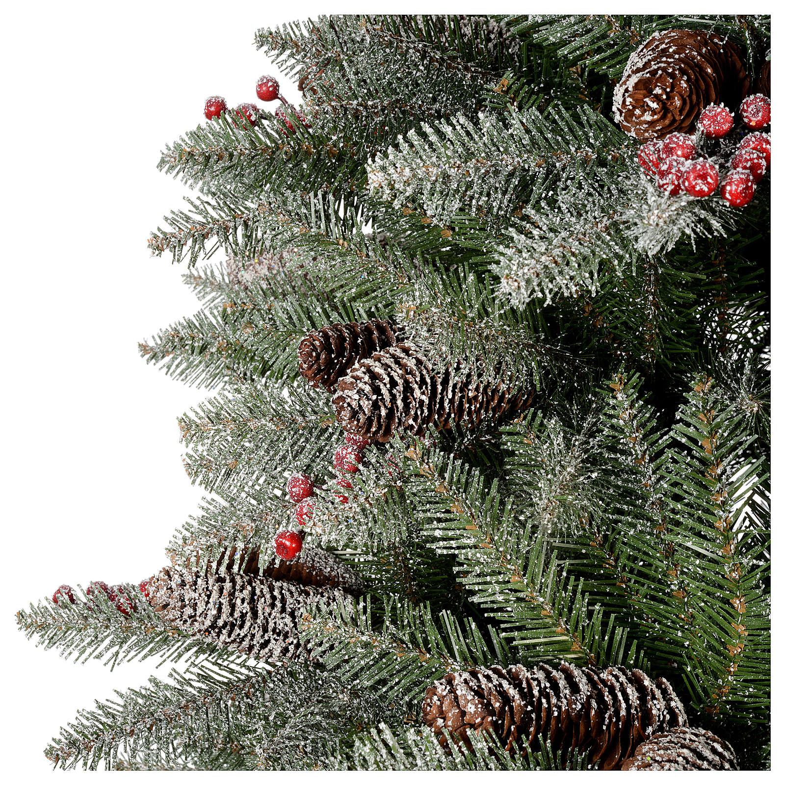 Slim Christmas tree 210 cm, flocked Dunhill with pine cones online