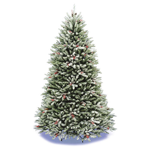 Grüner Weihnachtsbaum 180cm mit Schnee Beeren und Zapfen Mod. Dunhill 1