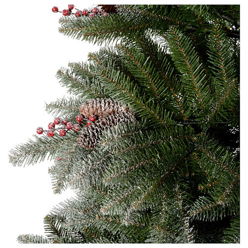 Grüner Weihnachtsbaum 180cm mit Schnee Beeren und Zapfen Mod. Dunhill 2