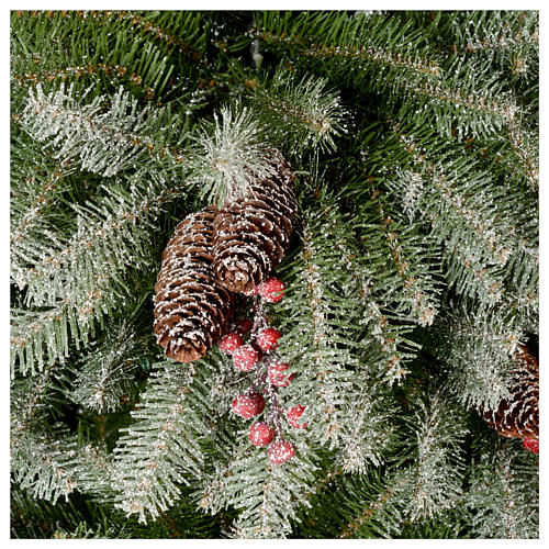 Grüner Weihnachtsbaum 180cm mit Schnee Beeren und Zapfen Mod. Dunhill 5