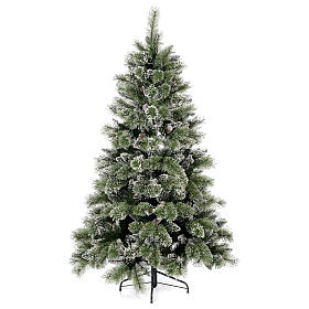 Árbol de Navidad 225 cm verde con glitter y piñas Bristle