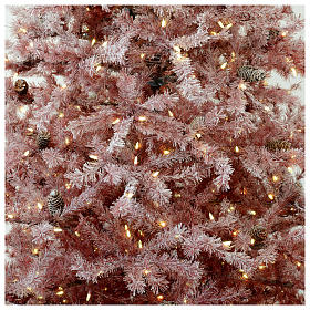 Árbol de Navidad 230 cm color coral escarchado con piñas 400 luces exterior modelo Victorian Burgundy