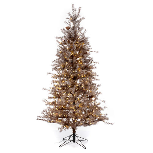 Weihnachtsbaum 200cm mit Reif und Zapfen braun 300 Led 1
