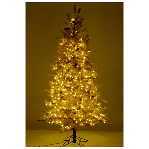 Weihnachtsbaum 200cm mit Reif und Zapfen braun 300 Led 5